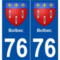 76 Bolbec blason autocollant plaque stickers ville