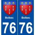 76 Bolbec blason autocollant plaque stickers ville
