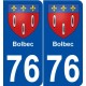 76 Bolbec blason autocollant plaque stickers ville