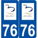 76 Bolbec logo autocollant plaque stickers ville
