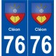 76 Cléon blason autocollant plaque stickers ville