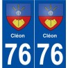 76 Cléon blason autocollant plaque stickers ville