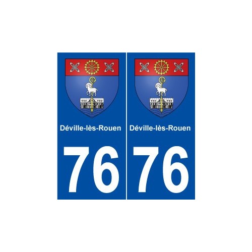 76 Déville-lès-Rouen blason autocollant plaque stickers ville