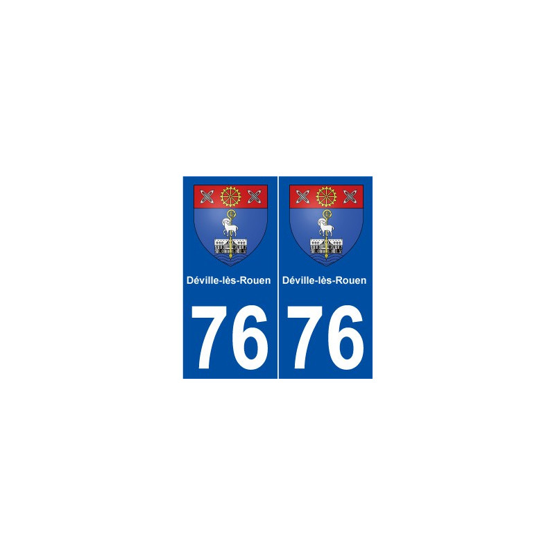 76 Déville-lès-Rouen blason autocollant plaque stickers ville
