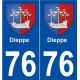 76 Dieppe blason autocollant plaque stickers ville
