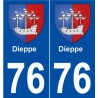 76 Dieppe blason autocollant plaque stickers ville