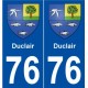 76 Duclair blason autocollant plaque stickers ville
