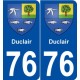 76 Duclair blason autocollant plaque stickers ville