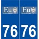 76 Eu logo autocollant plaque stickers ville