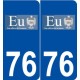 76 Eu logo autocollant plaque stickers ville