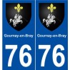 76 Gournay-en-Bray blason autocollant plaque stickers ville