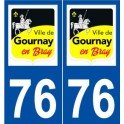 76 Gournay-en-Bray logo autocollant plaque stickers ville