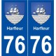 76 Harfleur blason autocollant plaque stickers ville