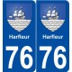 76 Harfleur blason autocollant plaque stickers ville