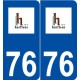 76 Harfleur logo autocollant plaque stickers ville