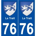 76 Le Trait blason autocollant plaque stickers ville