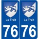 76 Le Trait blason autocollant plaque stickers ville