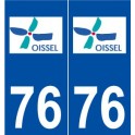 76 Oissel logo autocollant plaque stickers ville