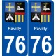 76 Pavilly blason autocollant plaque stickers ville