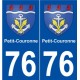 76 Petit-Couronne blason autocollant plaque stickers ville