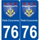 76 Petit-Couronne blason autocollant plaque stickers ville