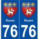 76 Rouen blason autocollant plaque stickers ville