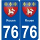 76 Rouen blason autocollant plaque stickers ville