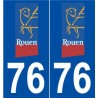 76 Rouen logo autocollant plaque stickers ville