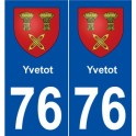 76 Yvetot blason autocollant plaque stickers ville