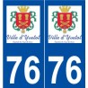 76 Yvetot logo autocollant plaque stickers ville