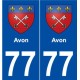 77 Avon blason autocollant plaque stickers ville
