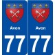 77 Avon blason autocollant plaque stickers ville