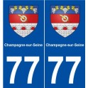 77 Champagne-sur-Seine blason autocollant plaque stickers ville