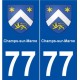 77 Champs-sur-Marne blason autocollant plaque stickers ville