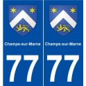 77 Champs-sur-Marne blason autocollant plaque stickers ville