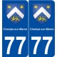 77 Champs-sur-Marne blason autocollant plaque stickers ville