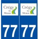 77 Crégy-lès-Meaux logo autocollant plaque stickers ville