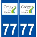 77 Crégy-lès-Meaux logo autocollant plaque stickers ville
