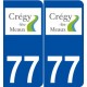 77 Crégy-lès-Meaux logo autocollant plaque stickers ville