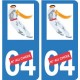 Autocollant Immatriculation sticker pelote basque pelotari chistera plaque auto