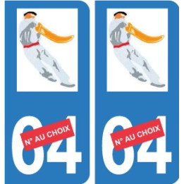 Autocollant Immatriculation sticker pelote basque pelotari chistera plaque auto