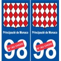 Monaco principauté numéro au choix autocollant plaque