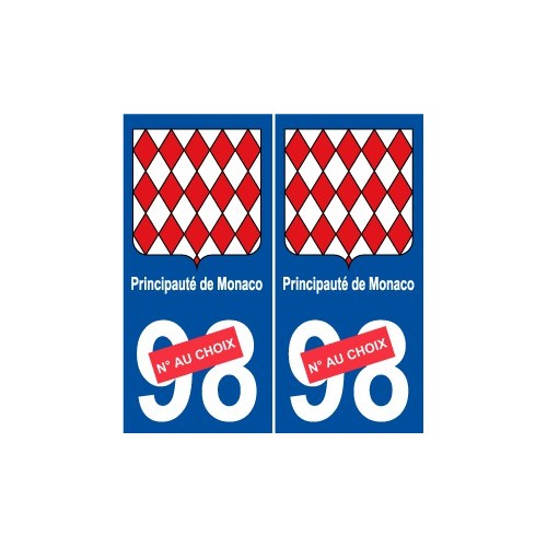 Monaco principauté numéro au choix autocollant plaque