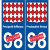 Monaco principauté numéro au choix autocollant plaque