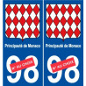 Monaco principauté numéro au choix autocollant plaque