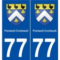 77 Pontault-Combault escudo de armas de la etiqueta engomada de la placa de pegatinas de la ciudad
