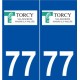 77 Torcy logo autocollant plaque stickers ville