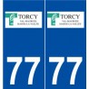 77 Torcy logo autocollant plaque stickers ville