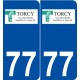 77 Torcy logo autocollant plaque stickers ville