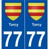 77 Torcy blason autocollant plaque stickers ville